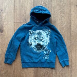 Kids Blue Hoodie with Wolf Design